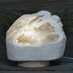 2.64kg Natural Calcite Geode Lamp with Large LED Light Base DN1605 | Himalayan Salt Factory