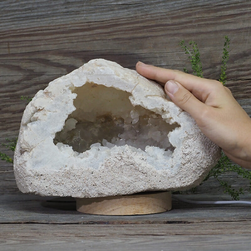2.87kg Natural Calcite Geode Lamp with Large LED Light Base DN1638 5 2.87kg Natural Calcite Geode Lamp with Large LED Light Base DN1638 | Himalayan Salt Factory
