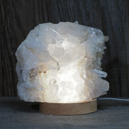 2.44kg Natural Clear Quartz Cluster Lamp on LED Large Base DK712 | Himalayan Salt Factory