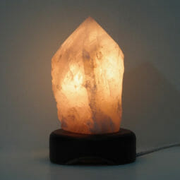 1.02kg Rose Quartz Point Lamp on Timber Base DK714 | Himalayan Salt Factory