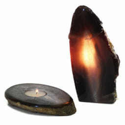 1.16kg Natural Agate Crystal Lamp and Tealight Candle Holder Set J156 | Himalayan Salt Factory