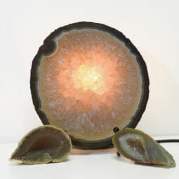 Natural Agate Thick Sliced Crystal Lamp with Agate Mini Geode J90 | Himalayan Salt Factory