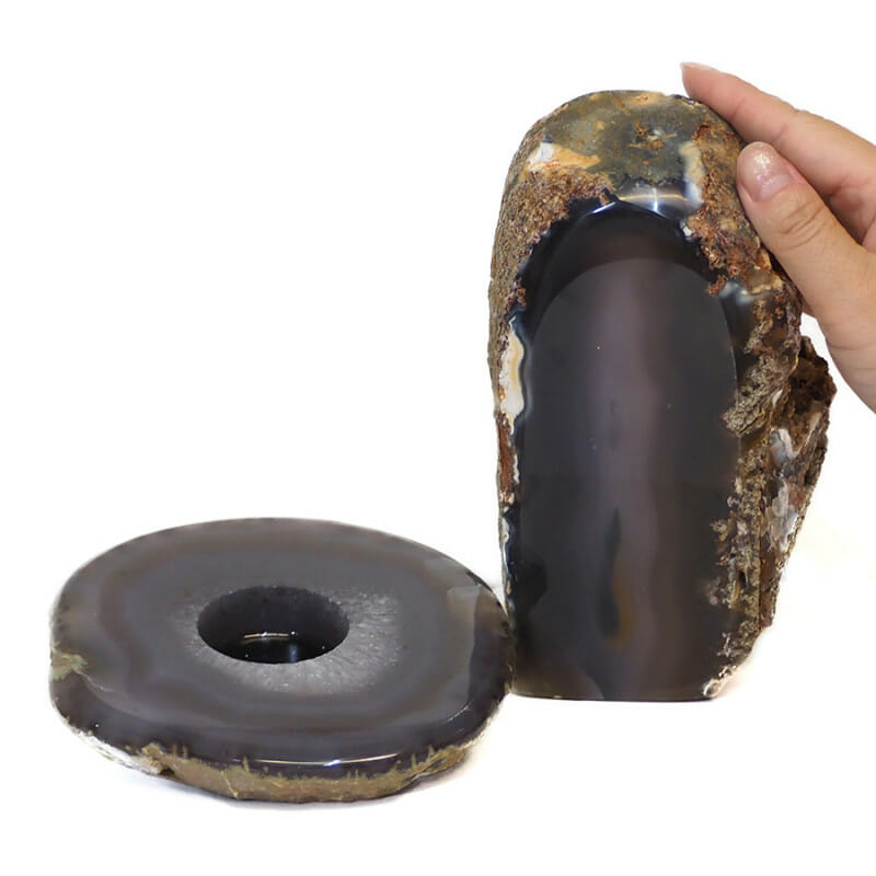 1.10kg Natural Agate Crystal Lamp and Tealight Candle Holder Set J158 4 1.1kg Natural Agate Crystal Lamp and Tealight Candle Holder Set J158 | Himalayan Salt Factory
