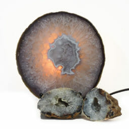 1.1kg Natural Agate Thick Sliced Crystal Lamp with Agate Mini Geode J89 | Himalayan Salt Factory