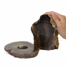 1.3kg Natural Agate Crystal Lamp and Tealight Candle Holder Set J160 | Himalayan Salt Factory