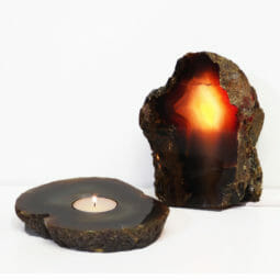 1.3kg Natural Agate Crystal Lamp and Tealight Candle Holder Set J160 | Himalayan Salt Factory