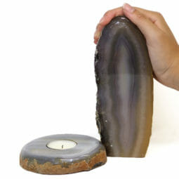 1.4kg Natural Agate Crystal Lamp and Tealight Candle Holder Set J167 | Himalayan Salt Factory