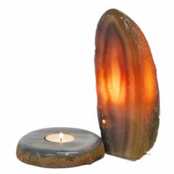 1.4kg Natural Agate Crystal Lamp and Tealight Candle Holder Set J167 | Himalayan Salt Factory