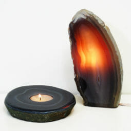 1.5kg Natural Agate Crystal Lamp and Tealight Candle Holder Set J162 | Himalayan Salt Factory