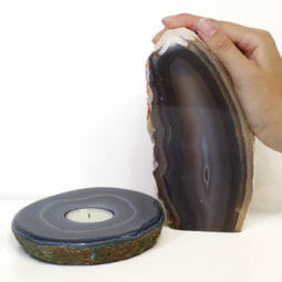 1.5kg Natural Agate Crystal Lamp and Tealight Candle Holder Set J162 | Himalayan Salt Factory