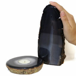1.5kg Natural Agate Crystal Lamp and Tealight Candle Holder Set J165 | Himalayan Salt Factory