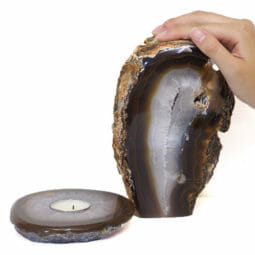 1.5kg Natural Agate Crystal Lamp and Tealight Candle Holder Set J171 | Himalayan Salt Factory