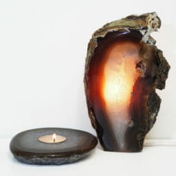 1.5kg Natural Agate Crystal Lamp and Tealight Candle Holder Set J171 | Himalayan Salt Factory