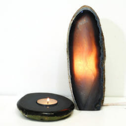 1.69kg Natural Agate Crystal Lamp and Tealight Candle Holder Set J164 | Himalayan Salt Factory