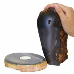 1.9kg Natural Agate Crystal Lamp and Tealight Candle Holder Set J168 | Himalayan Salt Factory