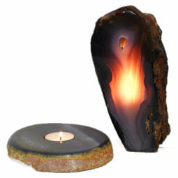 1.9kg Natural Agate Crystal Lamp and Tealight Candle Holder Set J168 | Himalayan Salt Factory