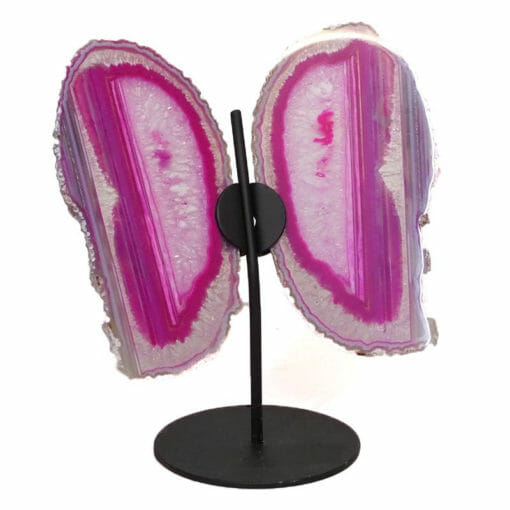 Agate Crystal Butterfly Slices on Metal Stand S796 | Himalayan Salt Factory