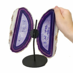 Agate Crystal Butterfly Slices on Metal Stand S799 | Himalayan Salt Factory