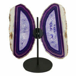 Agate Crystal Butterfly Slices on Metal Stand S799 | Himalayan Salt Factory