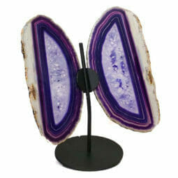Agate Crystal Butterfly Slices on Metal Stand S799 | Himalayan Salt Factory