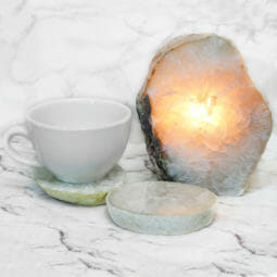 Agate Crystal Lamp with 2 Agate Crystal Coasters S360 | Himalayan Salt Factory