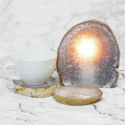 Agate Crystal Lamp with 2 Agate Crystal Coasters S361 | Himalayan Salt Factory