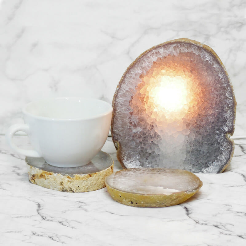 1.9kg Agate Crystal Lamp with 2 Agate Crystal Coasters S361 3 Agate Crystal Lamp with 2 Agate Crystal Coasters S361 | Himalayan Salt Factory