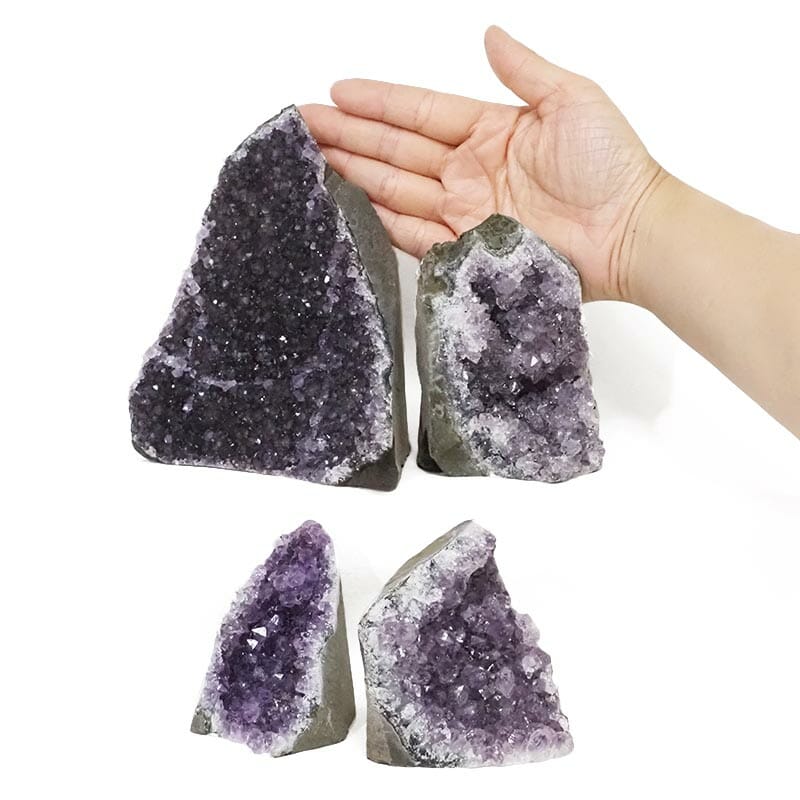 2.14kg Amethyst Crystal Geode Specimen Set 4 Pieces L019 4 Amethyst Crystal Druze Specimen Set 4 L019 | Himalayan Salt Factory
