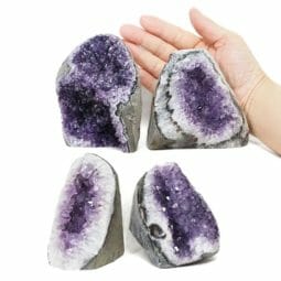 2.0kg Amethyst Polished Crystal Geode Specimen Set 4 Pieces L001 5 Amethyst Polished Crystal Druze Specimen Set 4 L001 | Himalayan Salt Factory