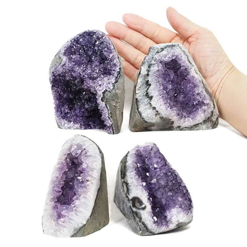 2.0kg Amethyst Polished Crystal Geode Specimen Set 4 Pieces L001 4 Amethyst Polished Crystal Druze Specimen Set 4 L001 | Himalayan Salt Factory