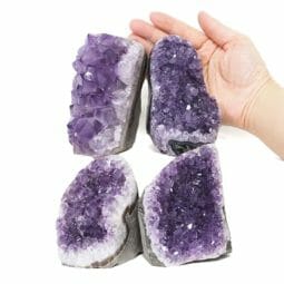 2.26kg Amethyst Polished Crystal Geode Specimen Set 4 Pieces L007 5 Amethyst Polished Crystal Druze Specimen Set 4 L007 | Himalayan Salt Factory