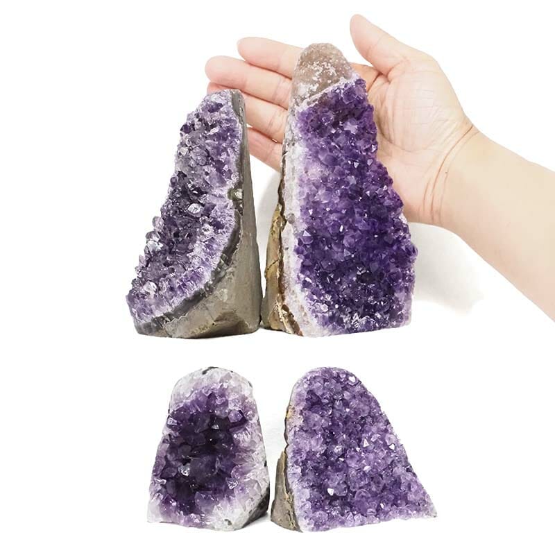1.80kg Amethyst Polished Crystal Geode Specimen Set 4 Pieces L010 4 Amethyst Polished Crystal Druze Specimen Set 4 L010 | Himalayan Salt Factory
