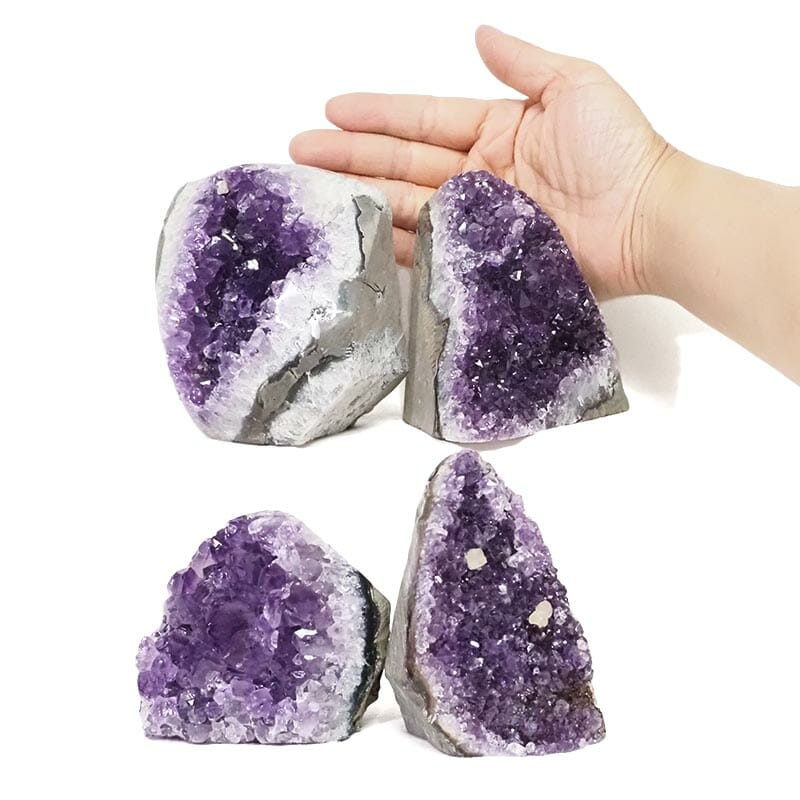 2.20kg Amethyst Polished Crystal Geode Specimen Set 4 Pieces L015 4 Amethyst Polished Crystal Druze Specimen Set 4 L015 | Himalayan Salt Factory