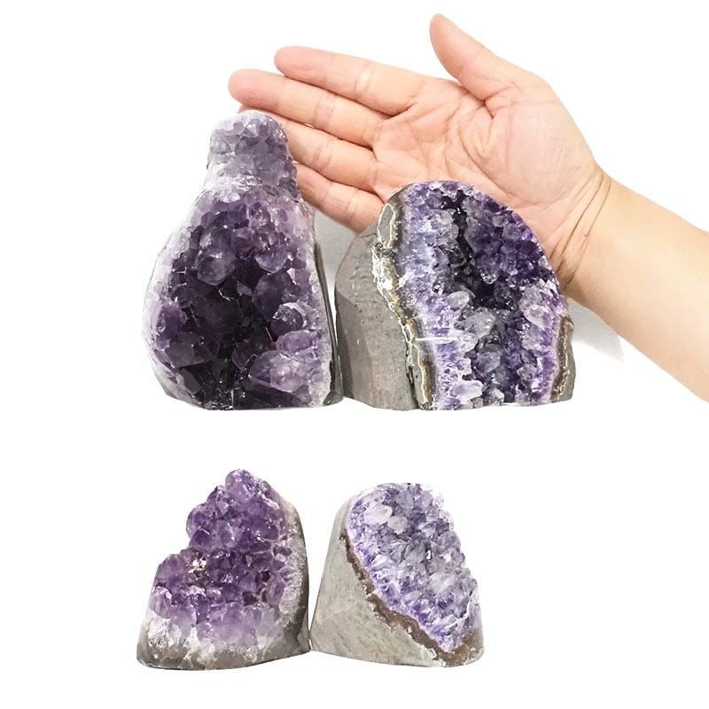 2.27kg Amethyst Polished Crystal Geode Specimen Set 4 Pieces L016 4 Amethyst Polished Crystal Druze Specimen Set 4 L016 | Himalayan Salt Factory