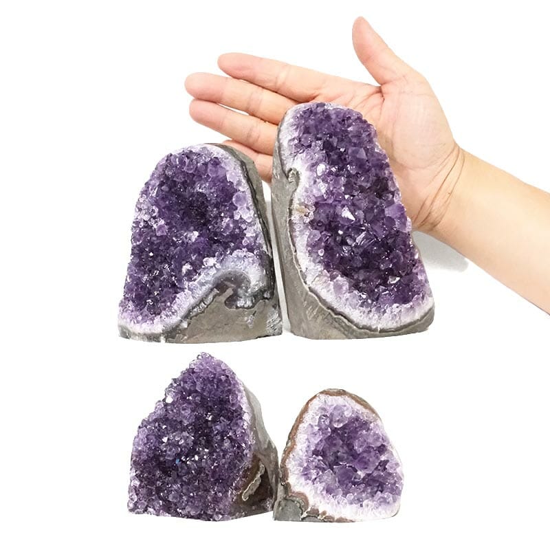 2.28kg Amethyst Polished Crystal Geode Specimen Set 4 Pieces L017 4 Amethyst Polished Crystal Druze Specimen Set 4 L017 | Himalayan Salt Factory