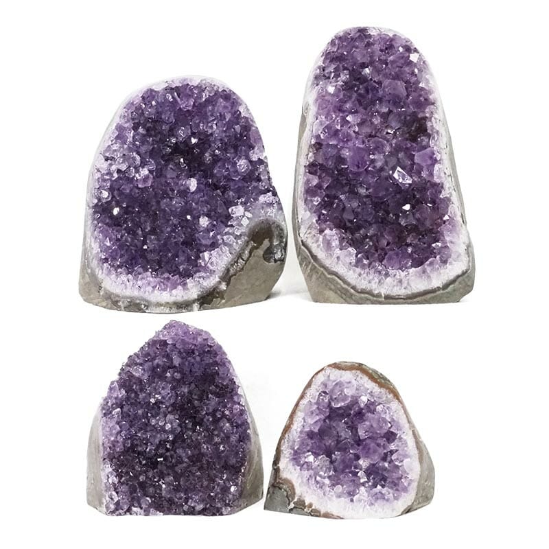2.28kg Amethyst Polished Crystal Geode Specimen Set 4 Pieces L017 3 Amethyst Polished Crystal Druze Specimen Set 4 L017 | Himalayan Salt Factory
