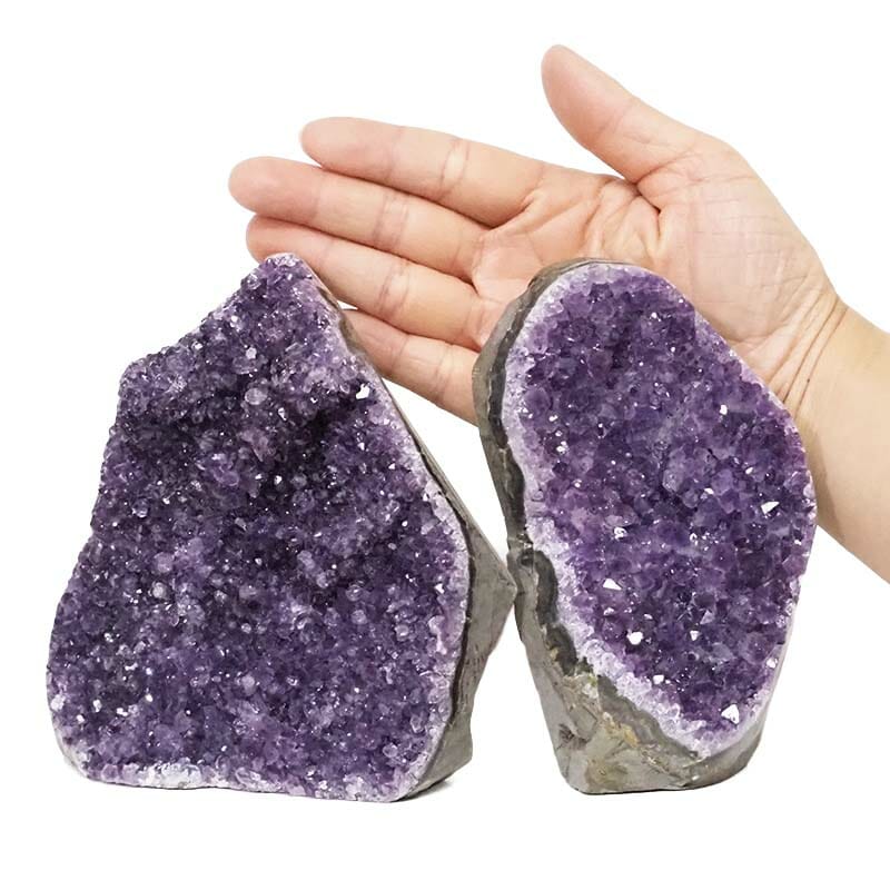 1.93kg Amethyst Polished Crystal Geode Specimen Set 2 Pieces DB01 4 Amethyst Polished Crystal Druze Specimen Set 2 DB01 | Himalayan Salt Factory