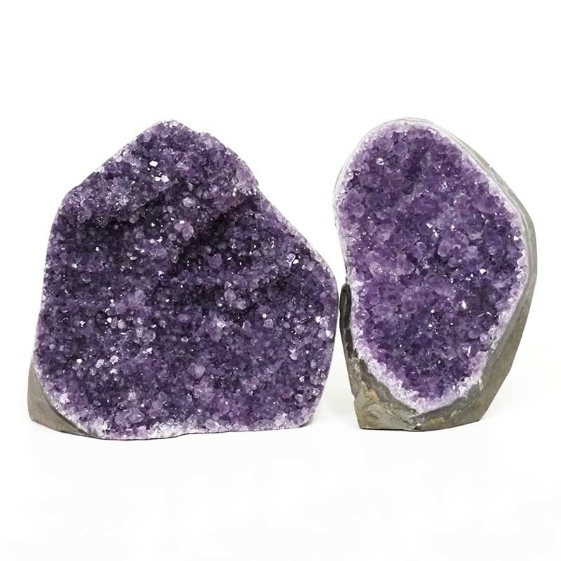 1.93kg Amethyst Polished Crystal Geode Specimen Set 2 Pieces DB01 3 Amethyst Polished Crystal Druze Specimen Set 2 DB01 | Himalayan Salt Factory