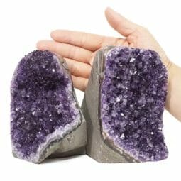 2.09kg Amethyst Polished Crystal Geode Specimen Set 2 Pieces DB04 5 Amethyst Polished Crystal Druze Specimen Set 2 DB04 | Himalayan Salt Factory