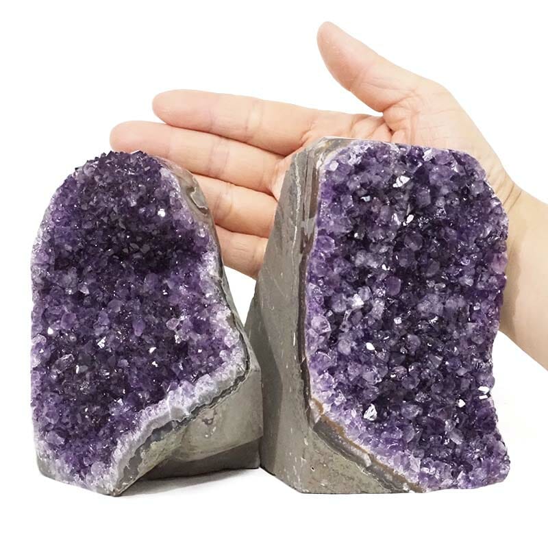 2.09kg Amethyst Polished Crystal Geode Specimen Set 2 Pieces DB04 4 Amethyst Polished Crystal Druze Specimen Set 2 DB04 | Himalayan Salt Factory