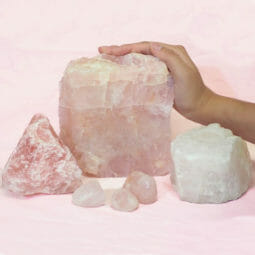 Divine Rose Quartz Crystal Set J287 5 Divine Rose Quartz Crystal Set J287 | Himalayan Salt Factory