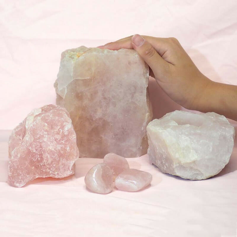 Divine Rose Quartz Crystal Set J289 4 Divine Rose Quartz Crystal Set J289 | Himalayan Salt Factory