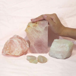 Divine Rose Quartz Crystal Set J290 5 Divine Rose Quartz Crystal Set J290 | Himalayan Salt Factory