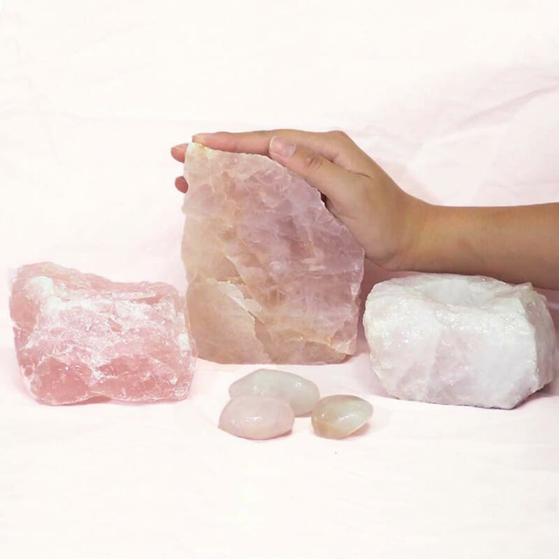Divine Rose Quartz Crystal Set J291 4 Divine Rose Quartz Crystal Set J291 | Himalayan Salt Factory
