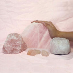 Divine Rose Quartz Crystal Set J292 5 Divine Rose Quartz Crystal Set J292 | Himalayan Salt Factory