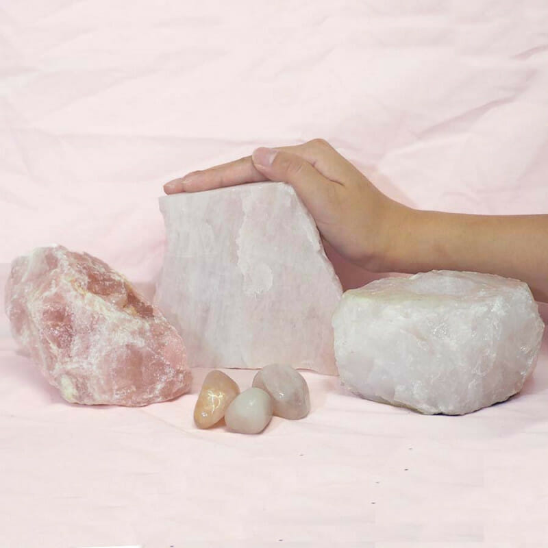 Divine Rose Quartz Crystal Set J294 4 Divine Rose Quartz Crystal Set J294 | Himalayan Salt Factory