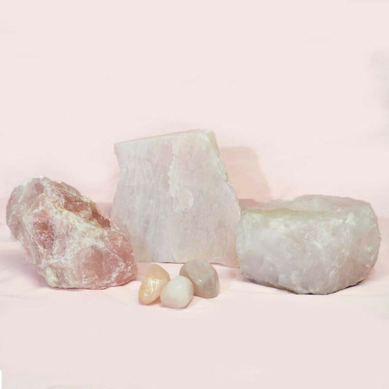 Divine Rose Quartz Crystal Set J294 3 Divine Rose Quartz Crystal Set J294 | Himalayan Salt Factory