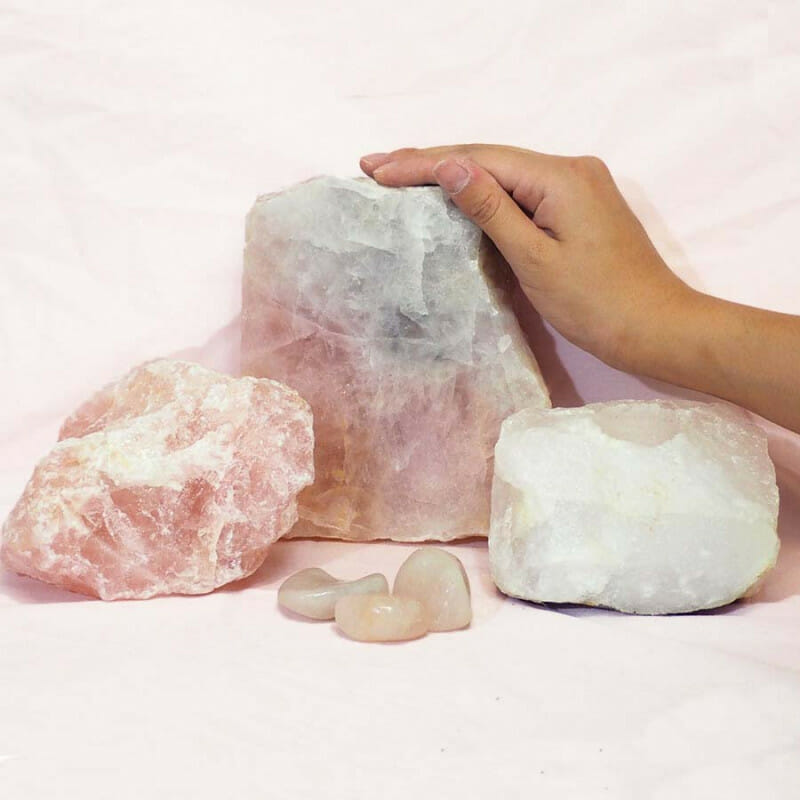 Divine Rose Quartz Crystal Set J307 4 Divine Rose Quartz Crystal Set J307 | Himalayan Salt Factory