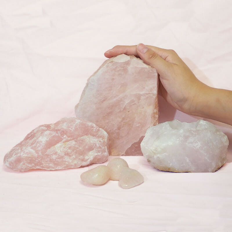 Divine Rose Quartz Crystal Set J309 4 Divine Rose Quartz Crystal Set J309 | Himalayan Salt Factory
