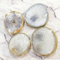 Natural Agate Thick Sliced Crystal Coaster Set 4 Pieces | Himalayan Salt Factory